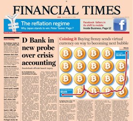 Bitcoin on front page of the Financial Times